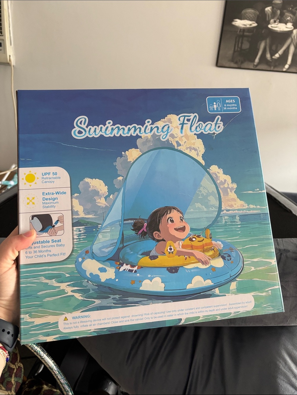 Kids Blue Swimming Float with Canopy